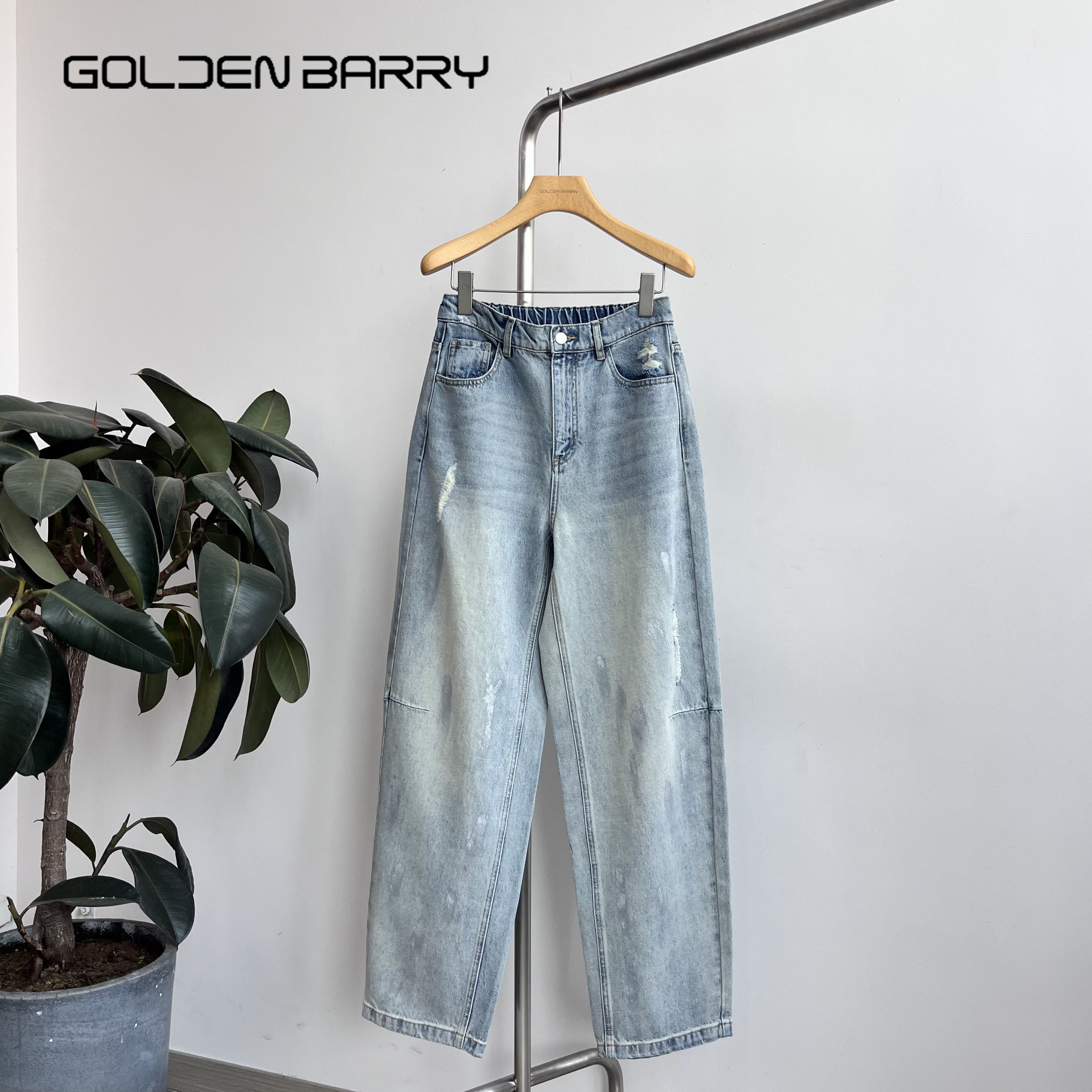 GOLDEN BARRY｜金和百瑞2025年春505115复古擦银水洗镰刀牛仔裤女,女装/女士精品,牛仔裤,淘宝优惠券,粉丝福利购,淘宝优惠卷
