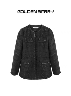 GOLDEN BARRY金和百瑞2024年冬季经典时髦黑色小香风外套124101