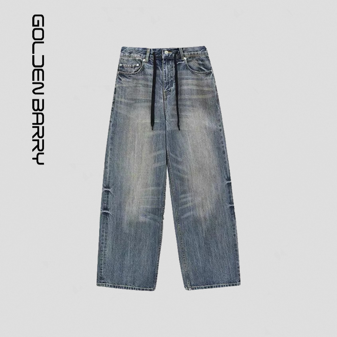 GOLDEN BARRY2025年春季女装复古宽松格调休闲抽绳牛仔裤501134,女装/女士精品,牛仔裤,淘宝优惠券,粉丝福利购,淘宝优惠卷
