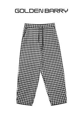 GOLDEN BARRY金和百瑞2024年冬韩系慵懒休闲柔软毛织格子裤522008