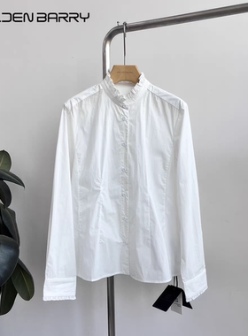 GOLDEN BARRY|金和百瑞26年早春212623花边收身立领白色衬衫女