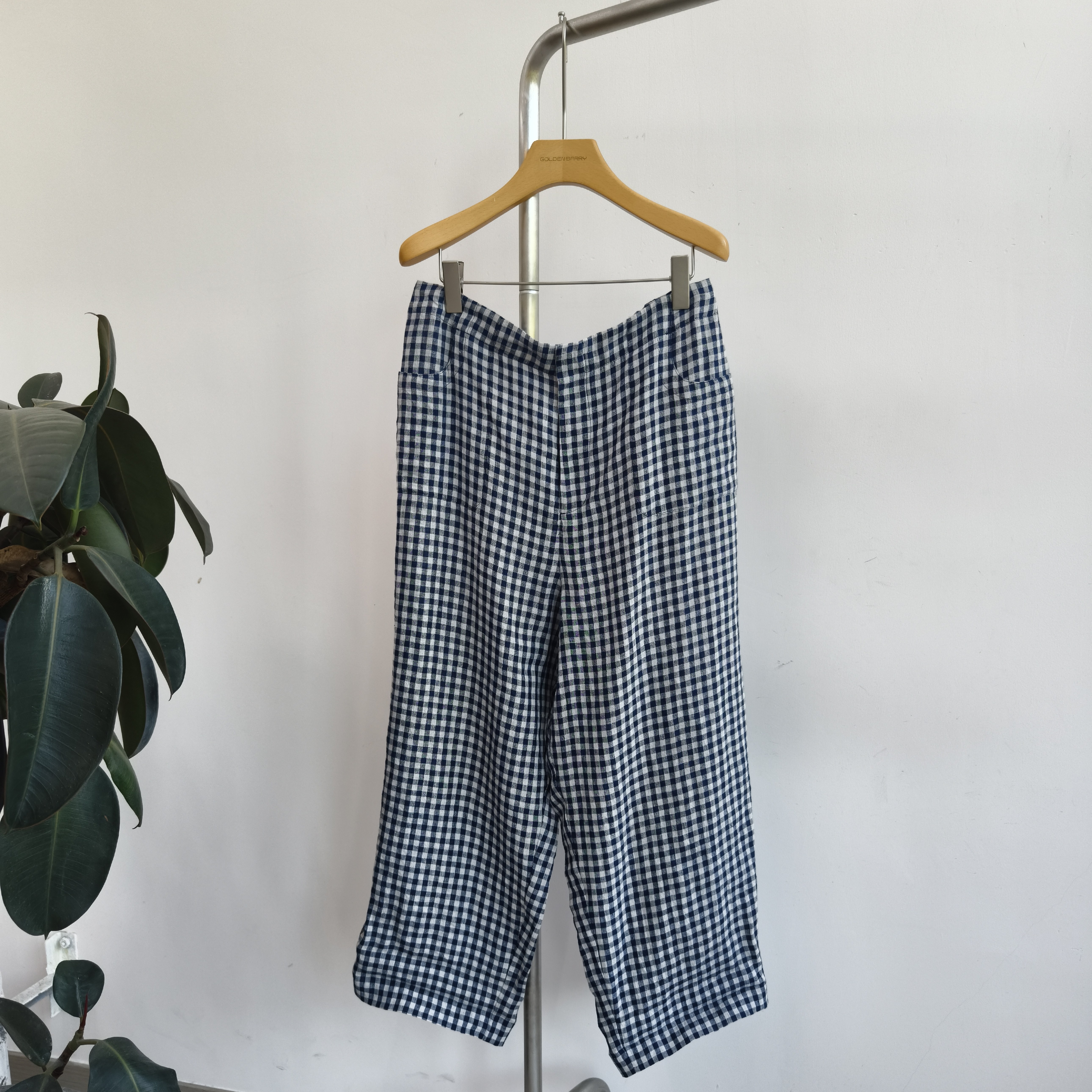 GOLDENBARRY|金和百瑞 521047亚麻格子镰刀裤,女装/女士精品,休闲裤,淘宝优惠券,粉丝福利购,淘宝优惠卷