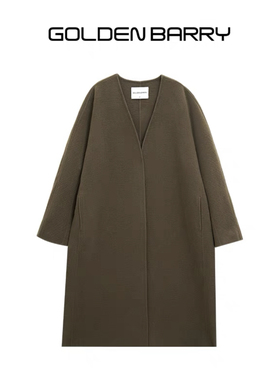 GOLDEN BARRY金和百瑞冬季气质赫本风V领100绵羊毛大衣外套142095