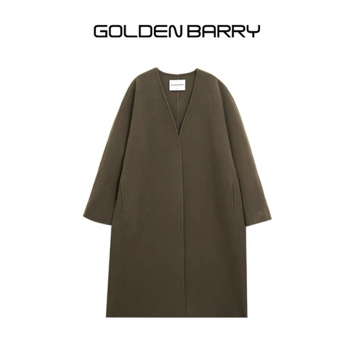 GOLDEN BARRY金和百瑞冬季气质赫本风V领100绵羊毛大衣外套142095