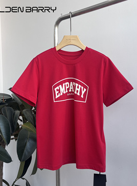 GOLDEN BARRY｜金和百瑞2025年夏201983复古红色字母印花短袖t恤