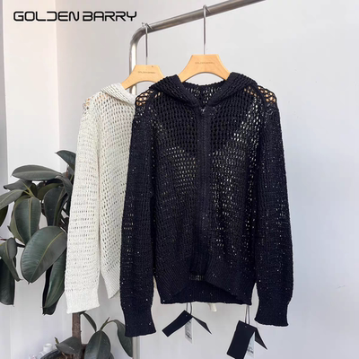 GOLDENBARRY|金和百瑞26年春夏242277镂空连帽针织开衫外套女