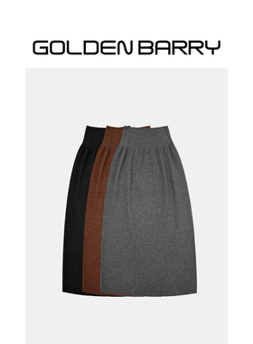 GOLDEN BARRY金和百瑞秋冬温柔时髦宽腰头纯色针织半身裙女314038