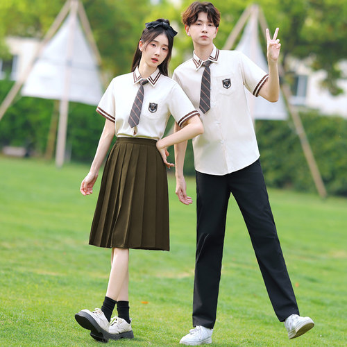 班服套装夏季学院风jk衬衫中小学生毕业大合照高中生合唱演出校服