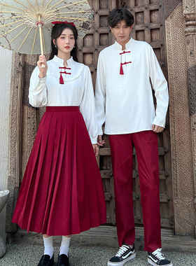 民国风情侣装夏装一裙一衣初高中学生毕业照班服复古中国风演出服