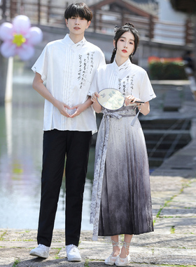 学院风班服小学初高中生套装夏季新中式古风汉服合唱演出毕业校服