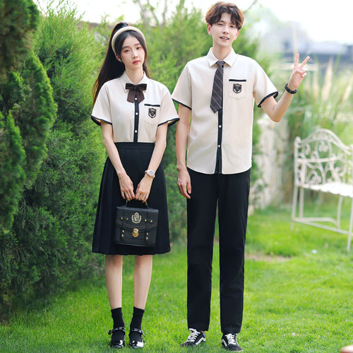 班服套装夏季学院风jk衬衫中小学生毕业大合照高中生合唱演出服装