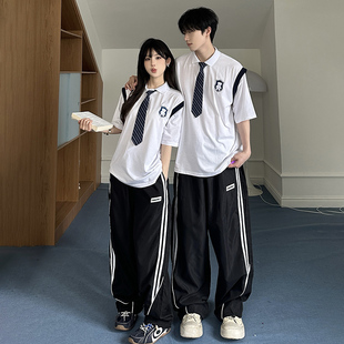 夏季班服学院风短袖套装五六年级中小学生毕业合照运动会校服定制