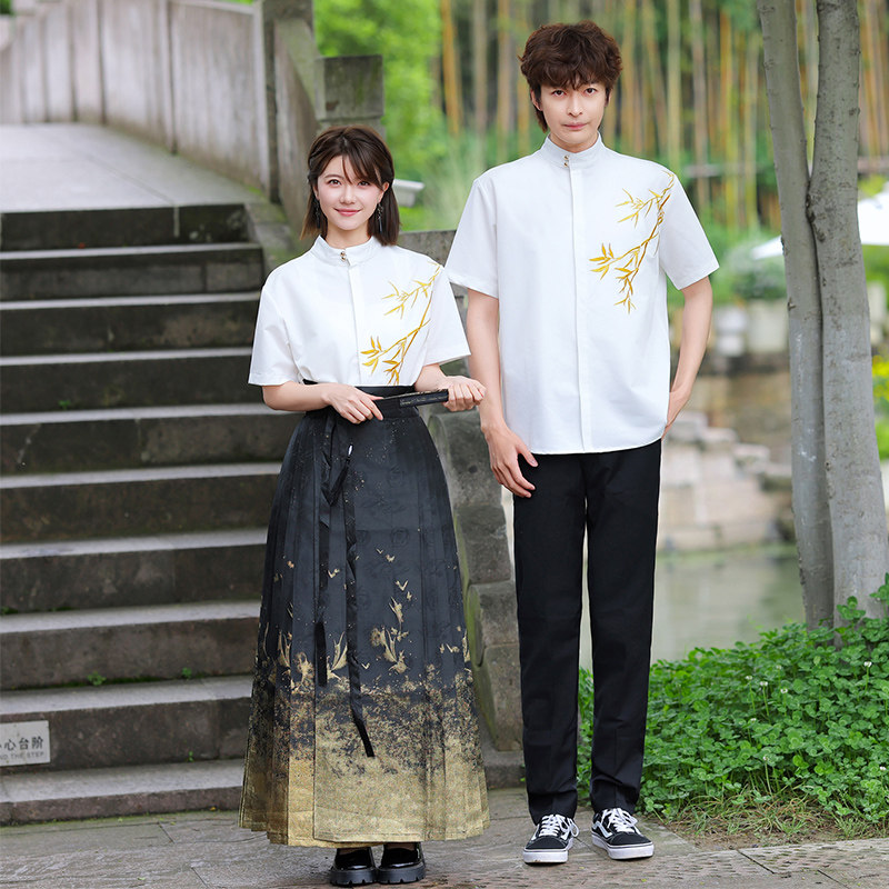 新中式情侣装民国风夏季高中运动会朗诵舞台初中生毕业班服演出服