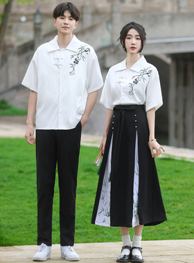 新中式夏季初中班服高中学生合唱朗诵演出服国风马面裙毕业季套装