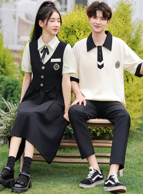 情侣装2025夏季新款初高中学院风假两件连衣裙班服演出毕业套装