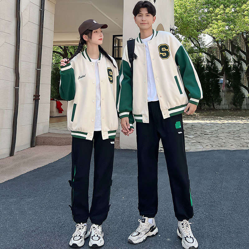 新款2025秋季情侣装休闲棒球服外套男女初中生高中学生班服套装