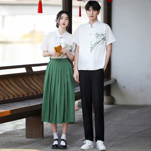 毕业班服套装学院风复古衬衫裙子夏季情侣装小学初高中学生演出服