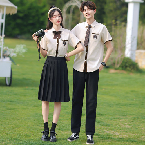 初中生班服夏季套装高中jk衬衫合唱演出服小学生学院风毕业照服装