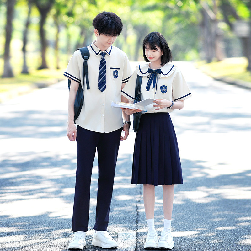 中学生夏装衬衫JK制服表演服初中生毕业班服套装高中生运动会服装