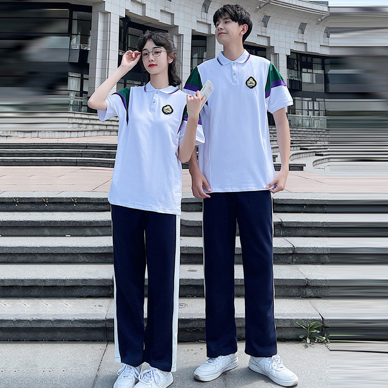 情侣装2025年春夏季新款初中高中学生拼色短袖运动服套装班服校服