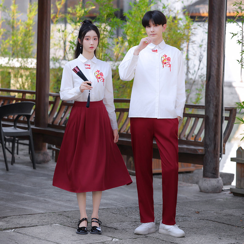 新中式班服毕业照裙子套装高中初中学生运动会朗诵合唱舞蹈演出服