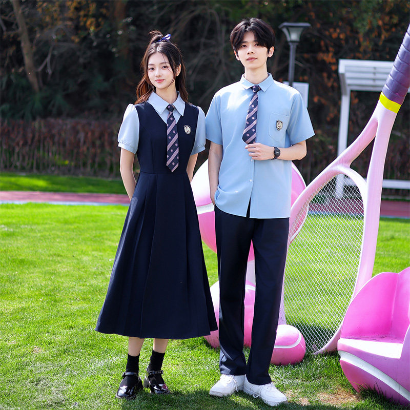 中学生班服学院风JK制服短袖衬衫女长裙套装毕业照校服合唱演出服