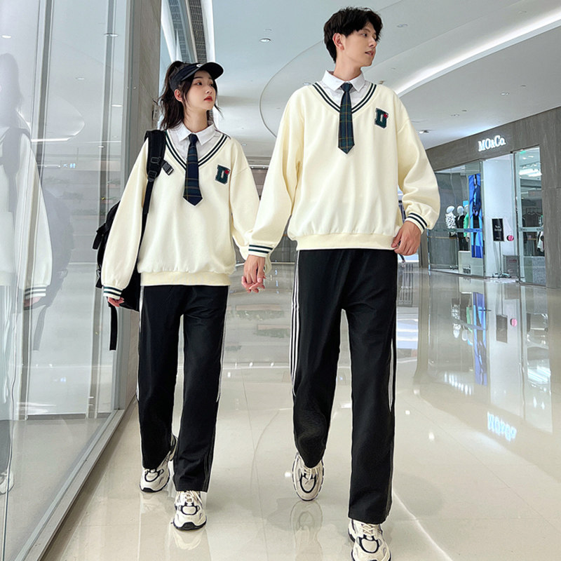 高中生班服套装学院风秋季情侣装韩版卫衣初中学生运动会校服定制