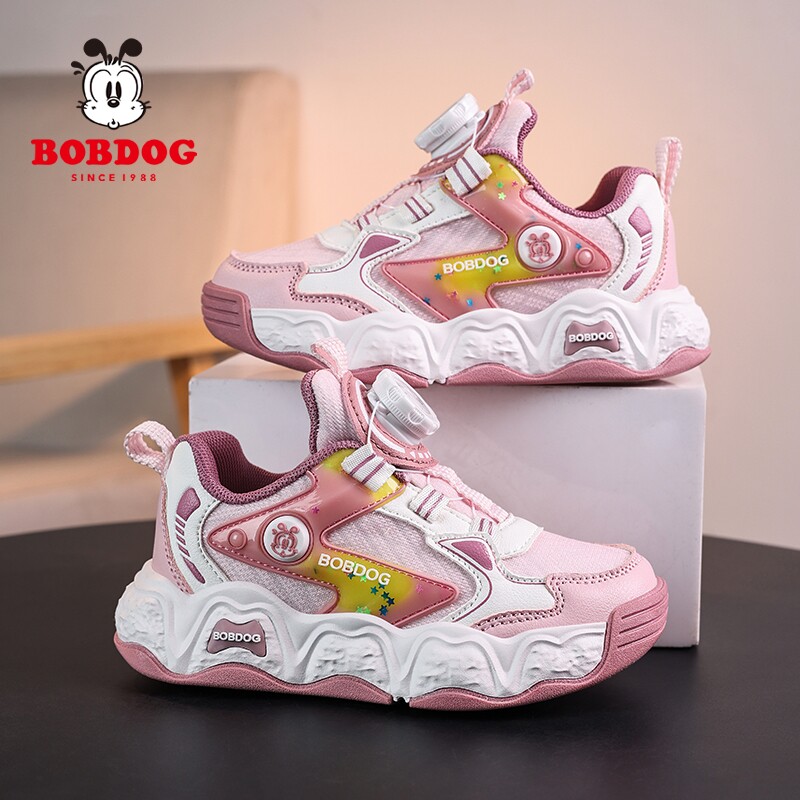 巴布豆女童鞋子2026春秋款网面透气网鞋女孩跑步中大童儿童运动鞋