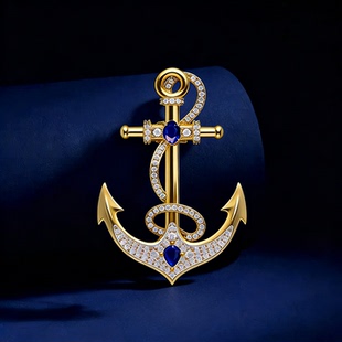 胸针高级感轻奢大牌男士 高档船锚胸针商务别针徽章领针 精美时尚