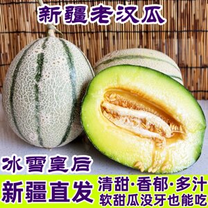 正宗老汉瓜新疆特产哈密瓜软甜多汁网纹冰淇淋蜜瓜冰雪皇后甜瓜