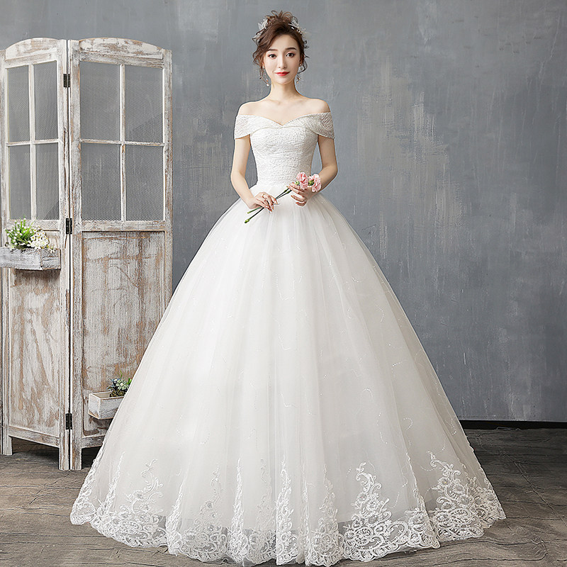 Word shoulder wedding dress 2020 new pattern French full dress bride Tailing Luxurious Sen family Simplicity Littlein the Women's clothing/Boutique , Wedding/Cheongsam/Formal dress , Wedding  category - from Buy2taobao.com to provide professional Taobao agent buy service