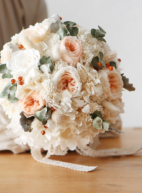 进口奥斯汀永生玫瑰真花婚礼婚纱新娘结婚手捧花束花球家居装饰件