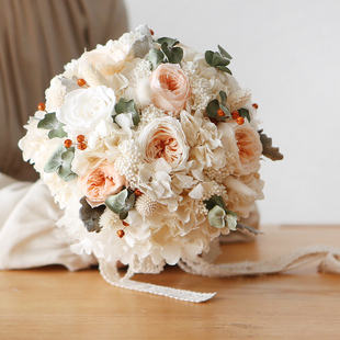 进口奥斯汀永生玫瑰真花婚礼婚纱新娘结婚手捧花束花球家居装 饰件