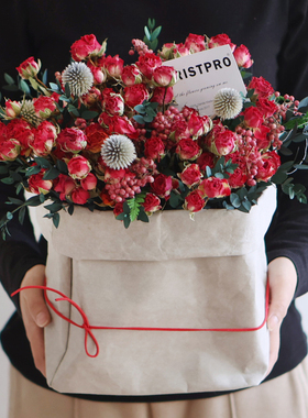 多头小玫瑰天然干花花束风干真花瓶插花生日纪念日38节送花礼物