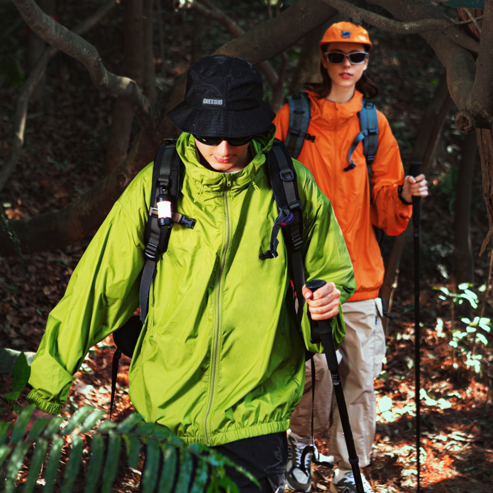 INF简约纯色百搭轻薄三防收纳防晒服宽松男女户外运动连帽外套