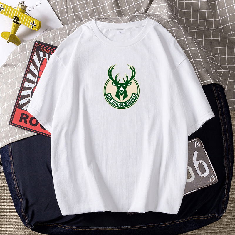 2021新款雄鹿队球衣训练服篮球短袖男T恤夏季纯棉圆领运动半袖潮