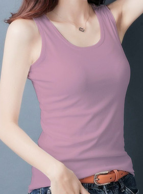 纯棉背心女春秋内搭晨跑运动打底衫修身显瘦瑜伽防走光性感上衣女