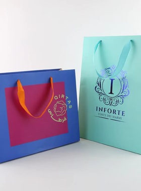 纸袋定制手提袋购物袋奢华连衣裙白色粉色回收感谢小标志标志纸包