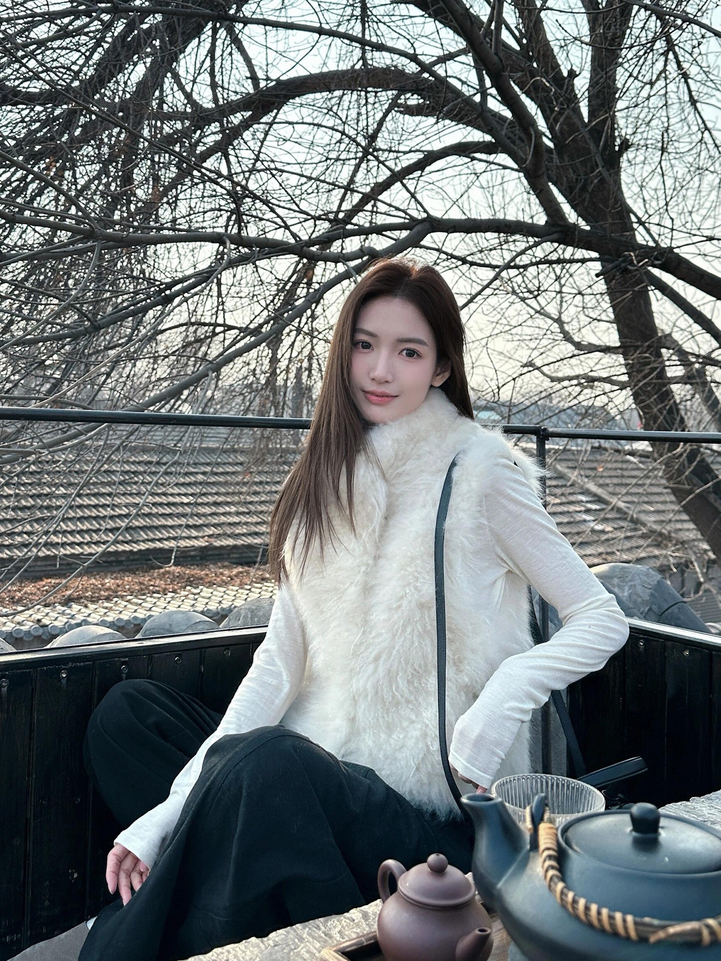 2025秋冬季高级感晴山暮雪麻豆毛毛环保皮草马甲女短款毛茸茸外套