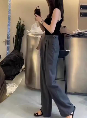 新款 24696大爱美依缘2026韩版修身无袖背心高腰阔腿裤洋气显瘦女