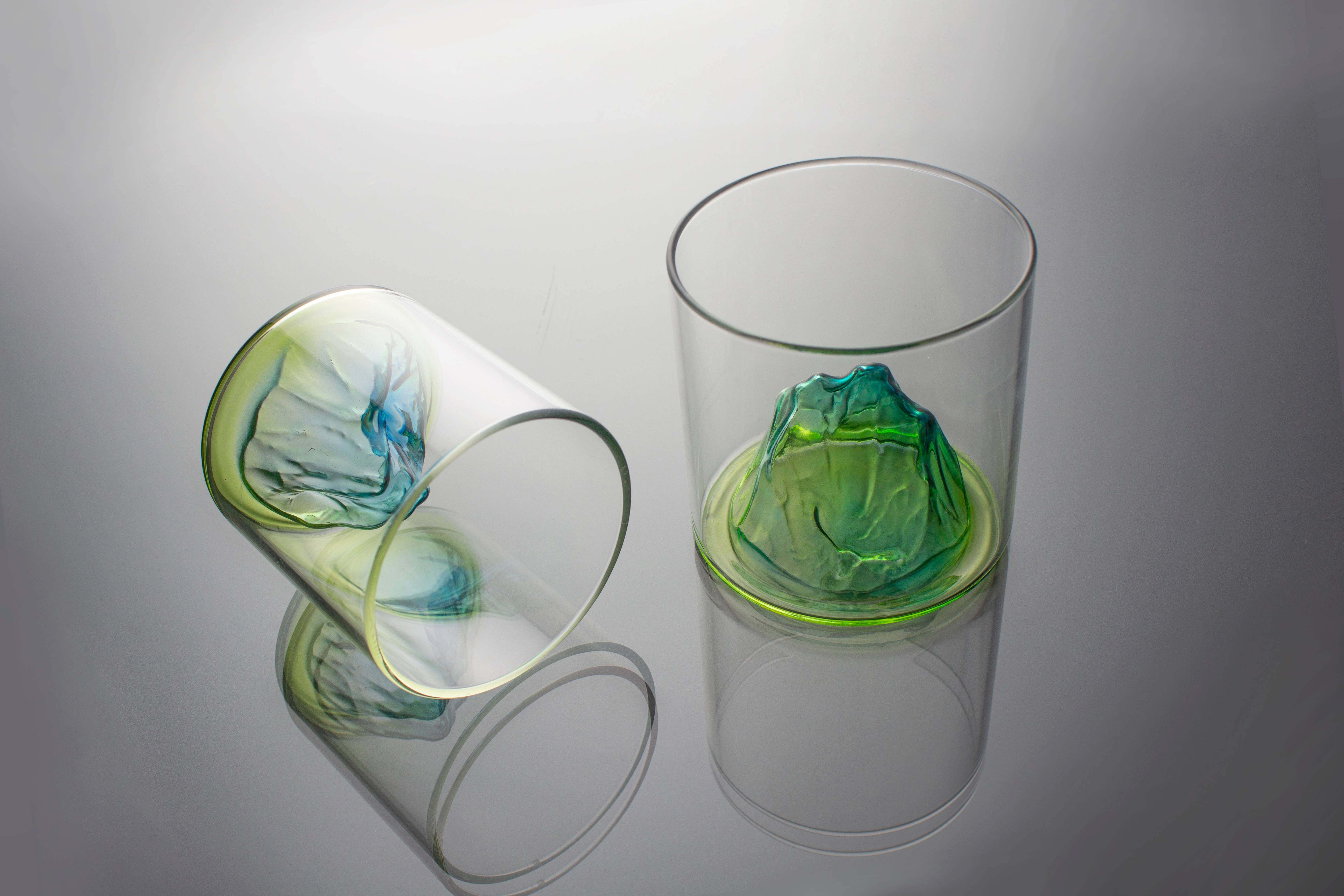 ins风日式手工玻璃杯创意设计观山杯彩色耐热威士忌酒杯艺术茶杯