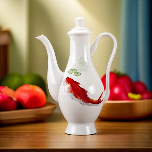 陶瓷油壶骨瓷大容量酱壶醋壶灌油瓶1斤装酒壶大号老式家用高档壶