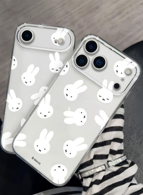 简约满屏米菲兔适用于苹果精孔透明17air/16手机壳11清新12promax高级感iPhone11网红13软壳