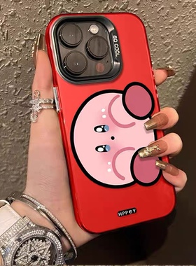 可爱喜庆过年红色大脸星之卡比ins风适用于苹果15promax软14p手机壳imd彩银11/12promax高级xs/xr防摔7p
