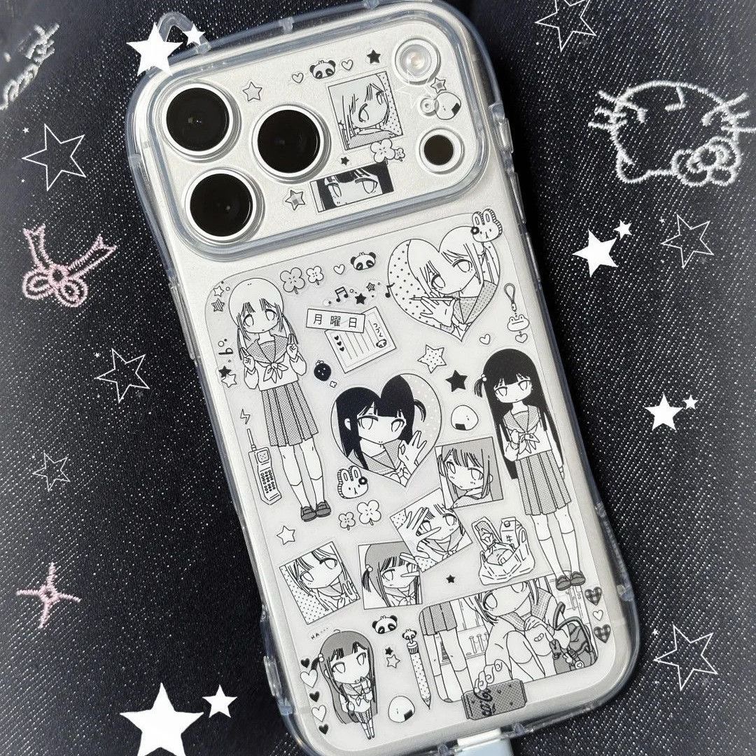 日系jk学院风三坑萌少女适用于苹果16/17promax手机壳iPhone15软壳14ai全包精孔13pro耐脏12小众11可爱xs硅胶