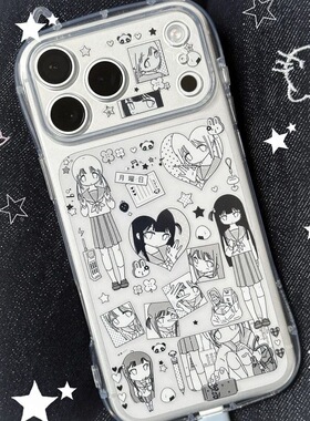 日系jk学院风三坑萌少女适用于苹果16/17promax手机壳iPhone15软壳14ai全包精孔13pro耐脏12小众11可爱xs硅胶