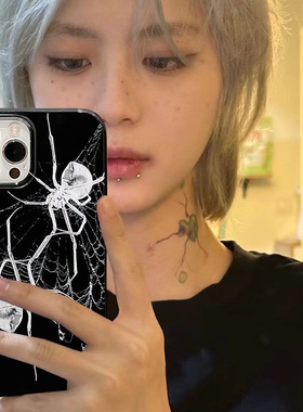 小众简约线条蜘蛛适苹果15/14手机壳苹果13软壳11/12promax高级xs/xr防摔7p创意