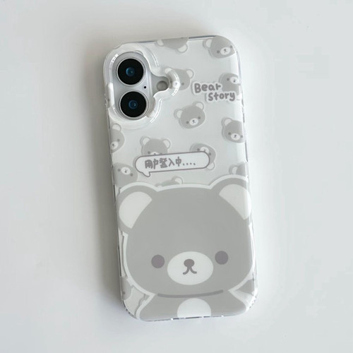 灰白轻松熊IMD双层光面手机壳