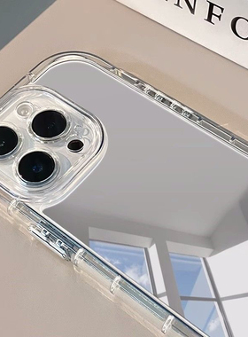 纯镜面夏日补妆神器适用苹果15promax手机壳闺蜜14pro镜面13镜子12情侣11简约8plus新款XRXS高级小众保护套