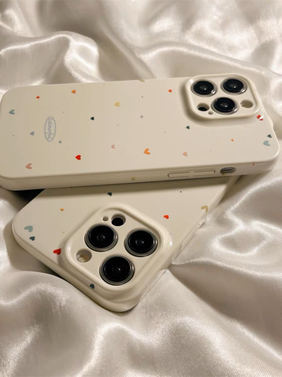 满屏简约彩虹小爱心适用于苹果安卓手机壳iPhone14/15新款13高级感11pro菲林12可爱8plus创意7/xs小众xr